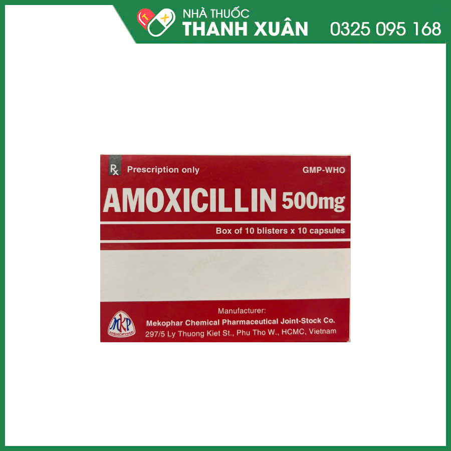 Amoxicillin 500mg Mekophar thuốc kháng sinh điều trị nhiễm khuẩn do vi khuẩn nhạy cảm